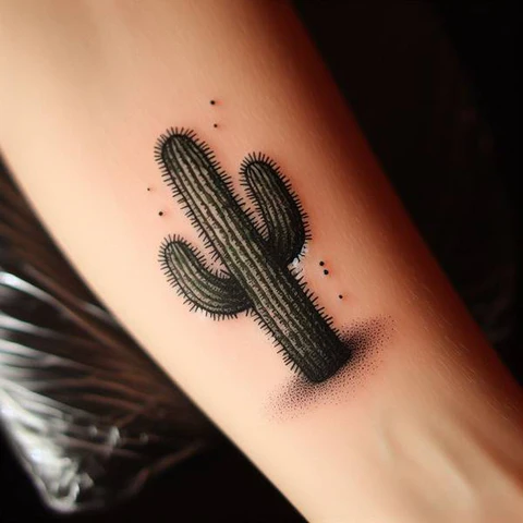 23 Cactus Tattoo Ideas To Smile In The Face Of Adversary! 4 Shaded Saguaro Cactus Tattoo