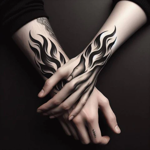 14 Thunderous Twin Flame Tattoo Ideas 5 Shaded Twin Flame Matching Tattoo