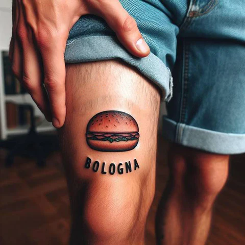 Simple Above Knee Bologna Tattoo