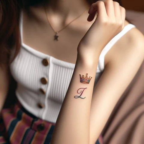 83 Classic Initial Tattoo Ideas To Stay With You Till Eternity! 22 Simple Crown Tattoo With Shiny Jewels