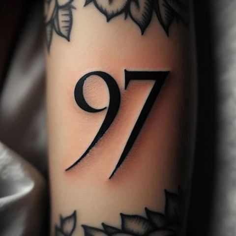 Simple Gothic Number Tattoo