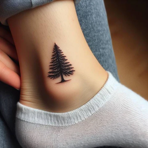 Simple Pine Tree Tattoo With Proper Shading