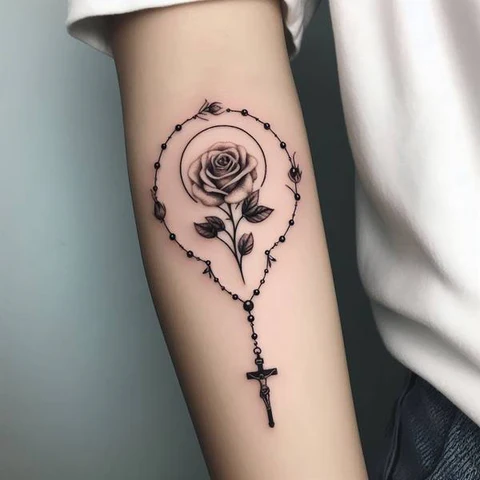 Simple Rosary Tattoo 2