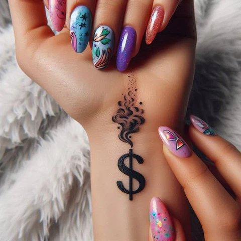 Smoke Dollar Sign Tattoo