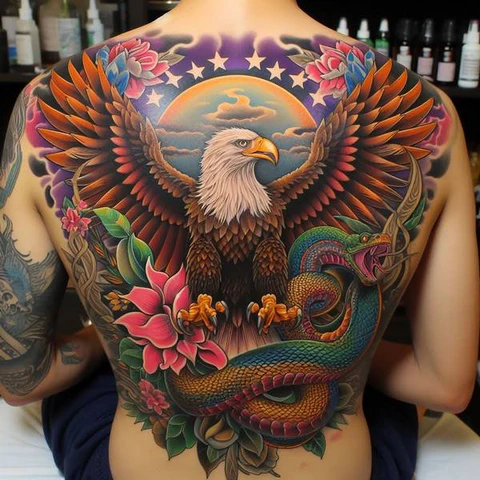 42 Exquisite Eagle Tattoo Ideas 6 Soaring Eagle Tattoo On The Back