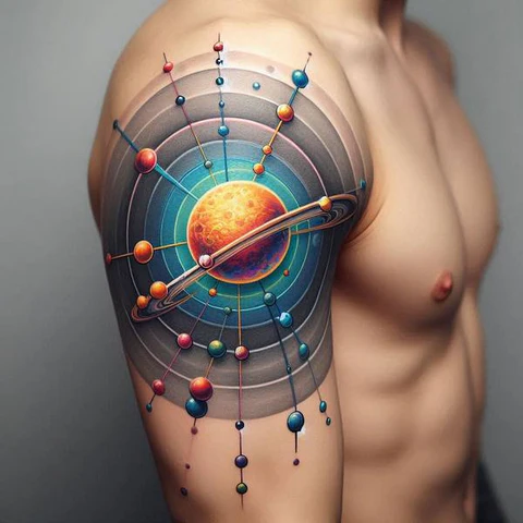 16 Dynamic Ideas For Solar System Tattoos 11 Solar System Arm Tatto2
