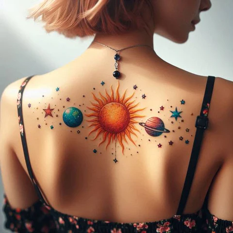16 Dynamic Ideas For Solar System Tattoos 7 Solar System Back Tatto