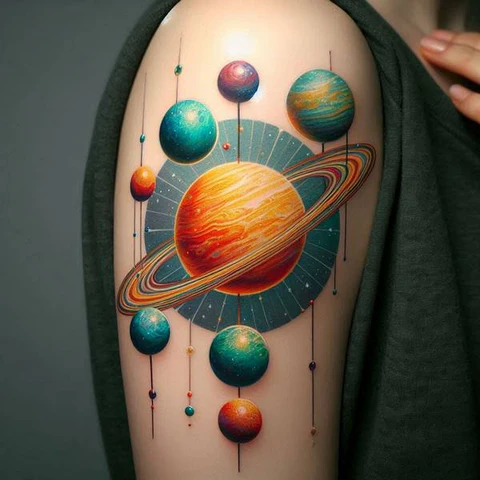16 Dynamic Ideas For Solar System Tattoos 13 Solar System Planet Tattoo2