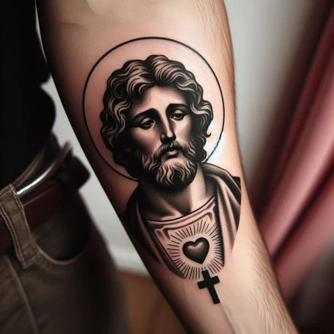 15 Sensational San Judas Tattoo Ideas 24 Somber Sand Judas Head Tattoo