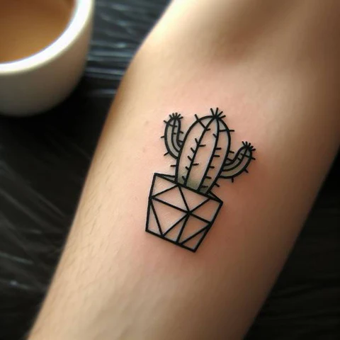 23 Cactus Tattoo Ideas To Smile In The Face Of Adversary! 20 Soothing Geometric Cactus Tattoo