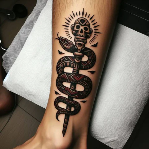 30 Sacred Snake Tattoo Ideas To Highlight Your Exclusivity! 29 Spiritual Aztec Snake Tattoo