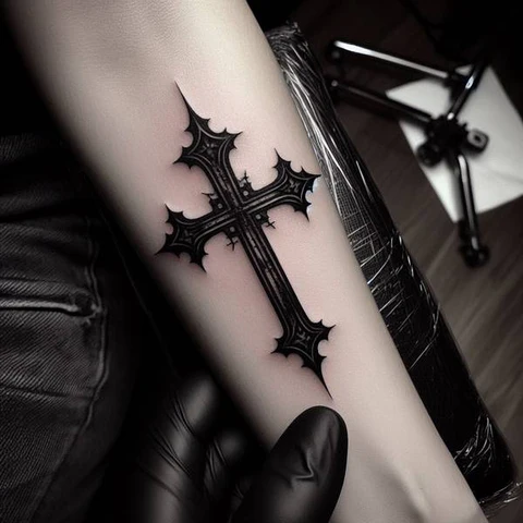 Spiritual Gothic Cross Tattoo