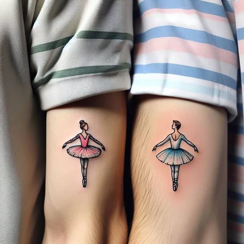 20 Stunning Sibling Tattoo Ideas To Go Back In Time! 17 Splash Of Passion Artistic Watercolor Sibling Tattoo w2 1