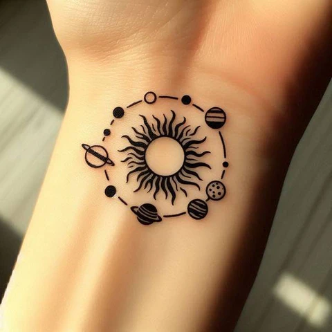 16 Dynamic Ideas For Solar System Tattoos 16 Stencil Solar System Tatto