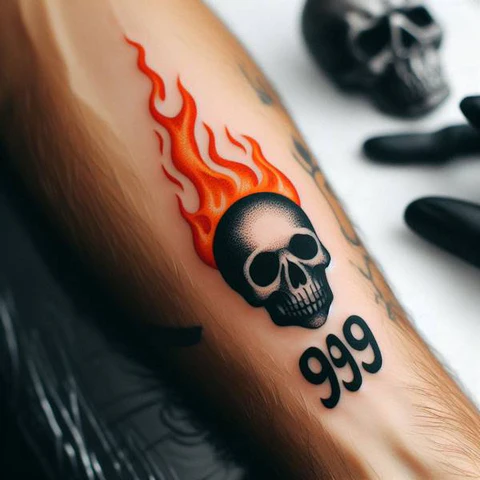 17 Astonishing 999 Tattoo Ideas That Are Both Meaningful And Stylish 30 Stimulating Skull And Flame 999 Tattoo With A Fiery Quirk