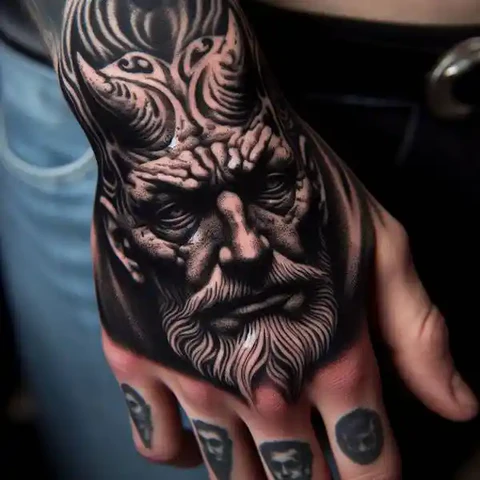 16 Peaceful Poseidon Tattoo Ideas To Control Your Emotions! 11 Stoic Look Of Darknes Dark Poseidon Hand Tattoo With Aggressive