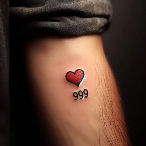 17 Astonishing 999 Tattoo Ideas That Are Both Meaningful And Stylish 18 Stylish 999 Heart Tattoo 2