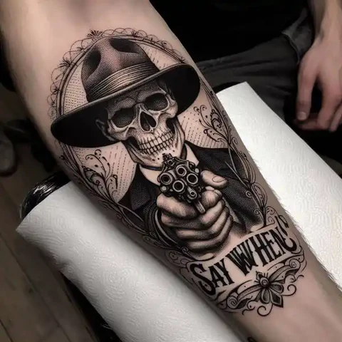 21 Dazzling Doc Holliday Tattoo Ideas To Sling Guns Like A Pro! 1 Stylish Design With The Iconic Quote