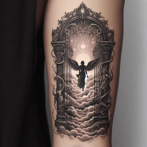 13 Glorious And Meaningful Gates of Heaven Tattoo Ideas 21 Stylish Gates Of Heaven And Angel Tattoo2