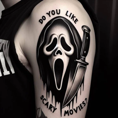 Stylish Ghostface Tattoo On Arm2