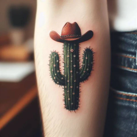 23 Cactus Tattoo Ideas To Smile In The Face Of Adversary! 24 Stylish Western Cactus Tattoo With A Rugged Hat