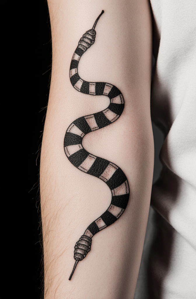 Subtle Floral Snake Tattoo