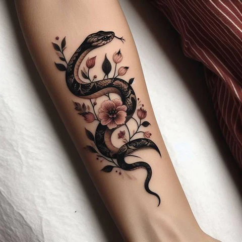30 Sacred Snake Tattoo Ideas To Highlight Your Exclusivity! 47 Subtle Floral Snake Tattoo