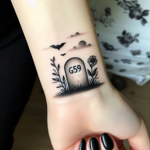 14 Timeless G59 Tattoo Ideas For People With No Fear! 11 Subtle G59 Gravestone Tattoo With Natural Elements