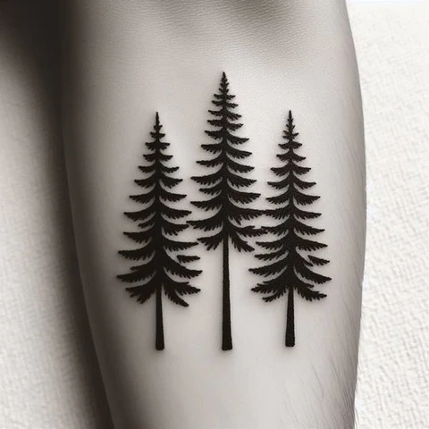 Symbolic 3 Pine Tree Tattoo