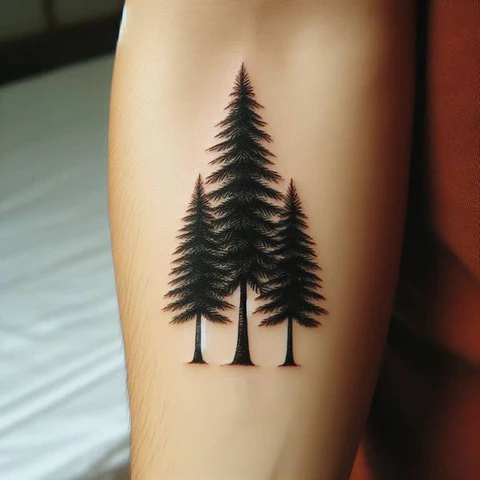 Symbolic 3 Pine Tree Tattoo2
