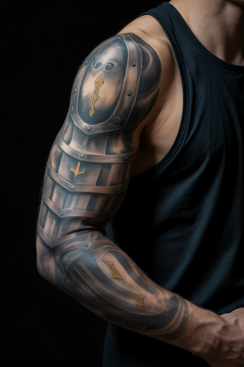 Symbolic Armor Tattoo On Sleeve
