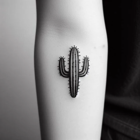23 Cactus Tattoo Ideas To Smile In The Face Of Adversary! 18 Symmetrical Black And White Cactus Tattoo