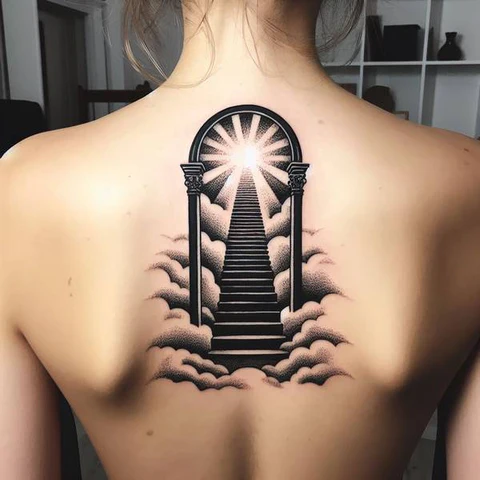 14 Sensational Stairway To Heaven Tattoo Ideas! 15 Symmetrical Stairway To Heaven Gates Tattoo