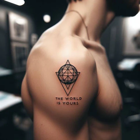 Symmetrical The World Is Yours Geometric Tattoo