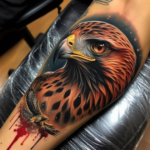 42 Exquisite Eagle Tattoo Ideas 14 Textured Golden Eagle Tattoo