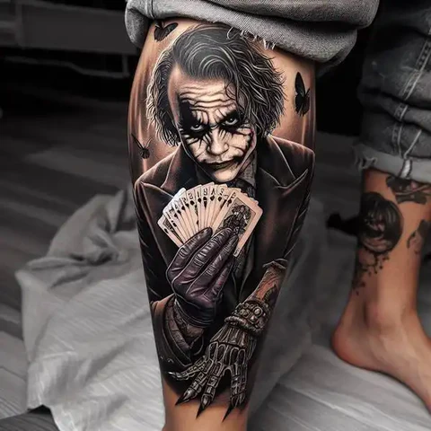 29 Fascinating Joker Tattoo Ideas 34 Textured Joker Tattoo On Leg