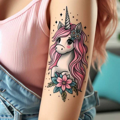 21 Mesmeric Ideas and Meanings of Unicorn Tattoos 21 The Candor Charm of Cartoon Unicorn Tattoo