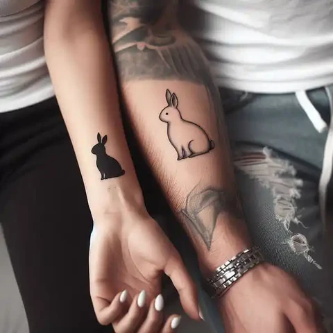 20 Stunning Sibling Tattoo Ideas To Go Back In Time! 28 The Concept Of DualityYin Yang Siblings Rabbit Tattoo
