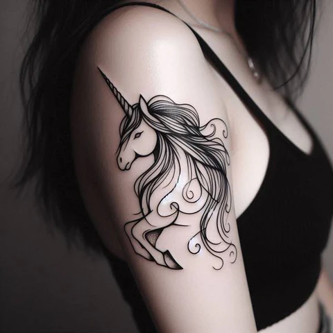21 Mesmeric Ideas and Meanings of Unicorn Tattoos 18 The Engraving Beauty of Abstract Unicorn Tattoo
