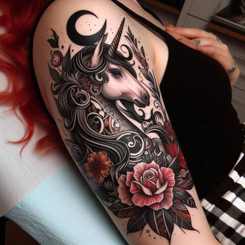 21 Mesmeric Ideas and Meanings of Unicorn Tattoos 9 The Pursuit of Customs