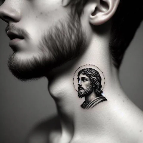 15 Sensational San Judas Tattoo Ideas 21 Theatrical San Judas Tattoo On Neck2