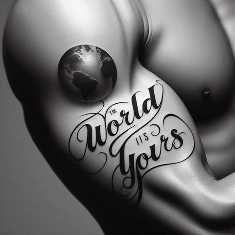 Three Dimensional Bicep Tattoo With Sleek Curves