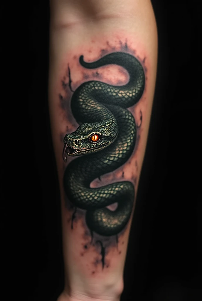 Three Dimensional Snake Head Tattoo