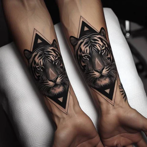 20 Glorious Valknut Tattoo Ideas To Unleash Your Inner Warrior 24 Totem Of Bravery Realistic Valknut Tiger Tattoo