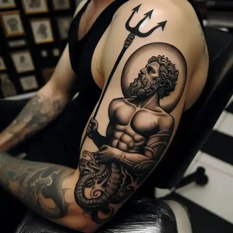 16 Peaceful Poseidon Tattoo Ideas To Control Your Emotions! 8 Totem Of Darkness Bodacious Kraken Poseidon Tattoo 2