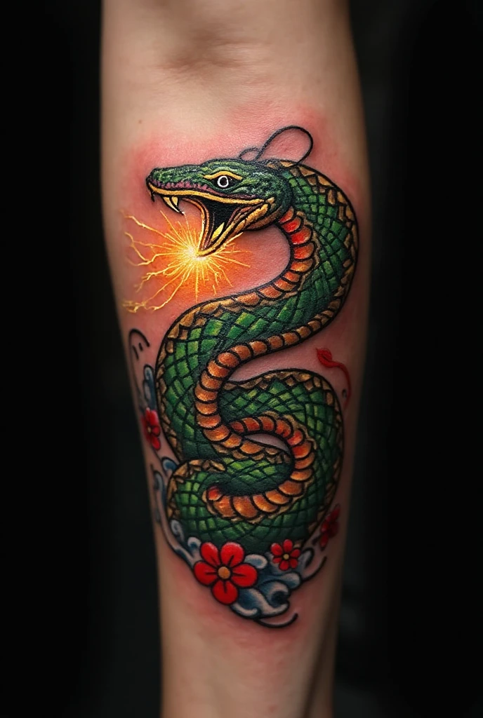 Traditional Snake Tattoo With A Shocking Twist