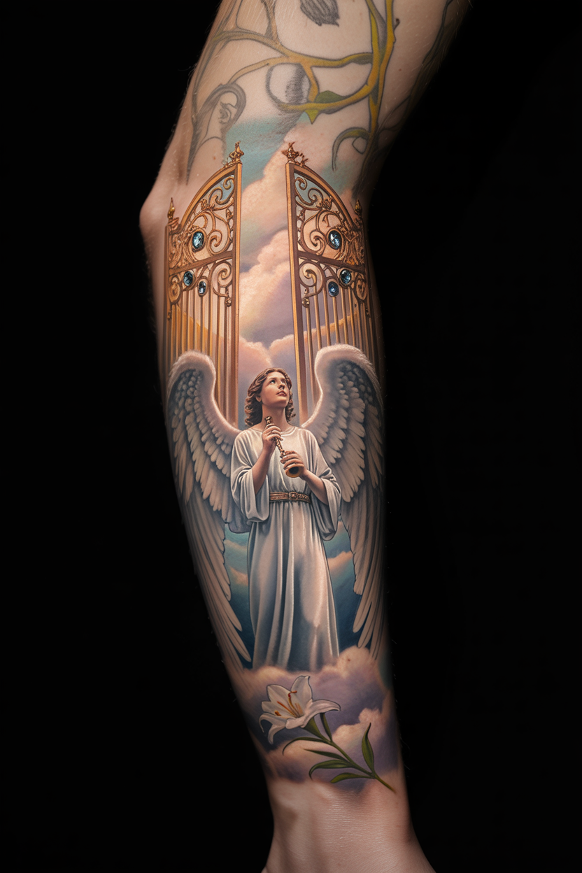 Tribute To The Holy Son Powerful Gates Of Heaven And Jesus Tattoo 1