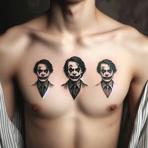 29 Fascinating Joker Tattoo Ideas 40 Triple Joker Chest Tat