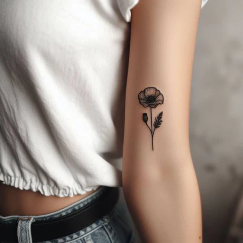 16 Pleasant Poppy Tattoo Ideas To Reveal Life’s Meaning! 23 Utilization Of Negative SpacesIntimate Poppy Outline Tattoo