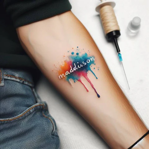 83 Classic Initial Tattoo Ideas To Stay With You Till Eternity! 26 Vibrant Watercolor Initial Tattoo With A Hidden Meaning 2
